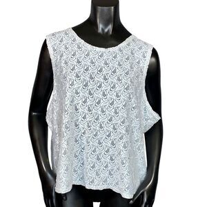 Nan Flower Vintage Lace Sleeveless Blouse Womens Size 3X Rounded Neckline